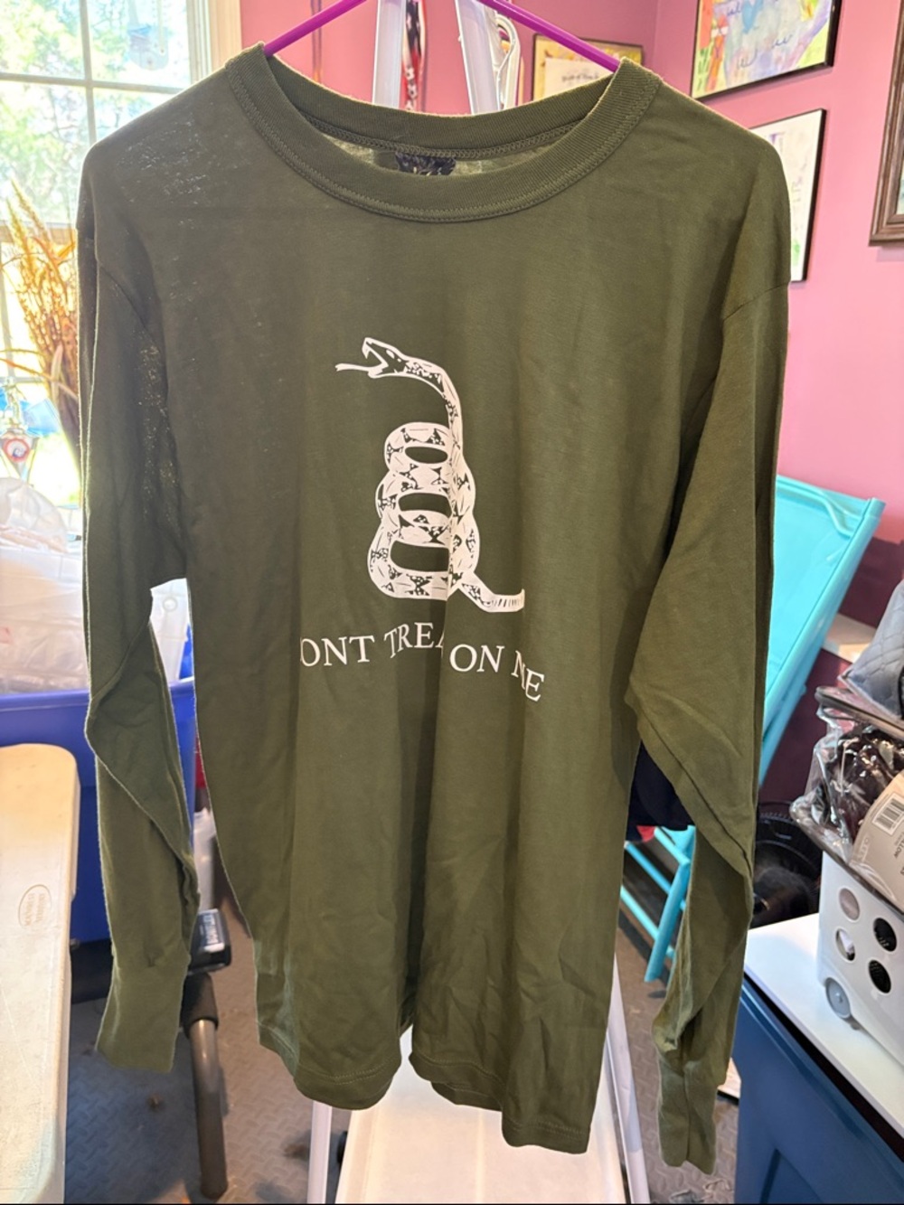 Ripe Olive Green Long Sleeve Tee with White Graphic Tag